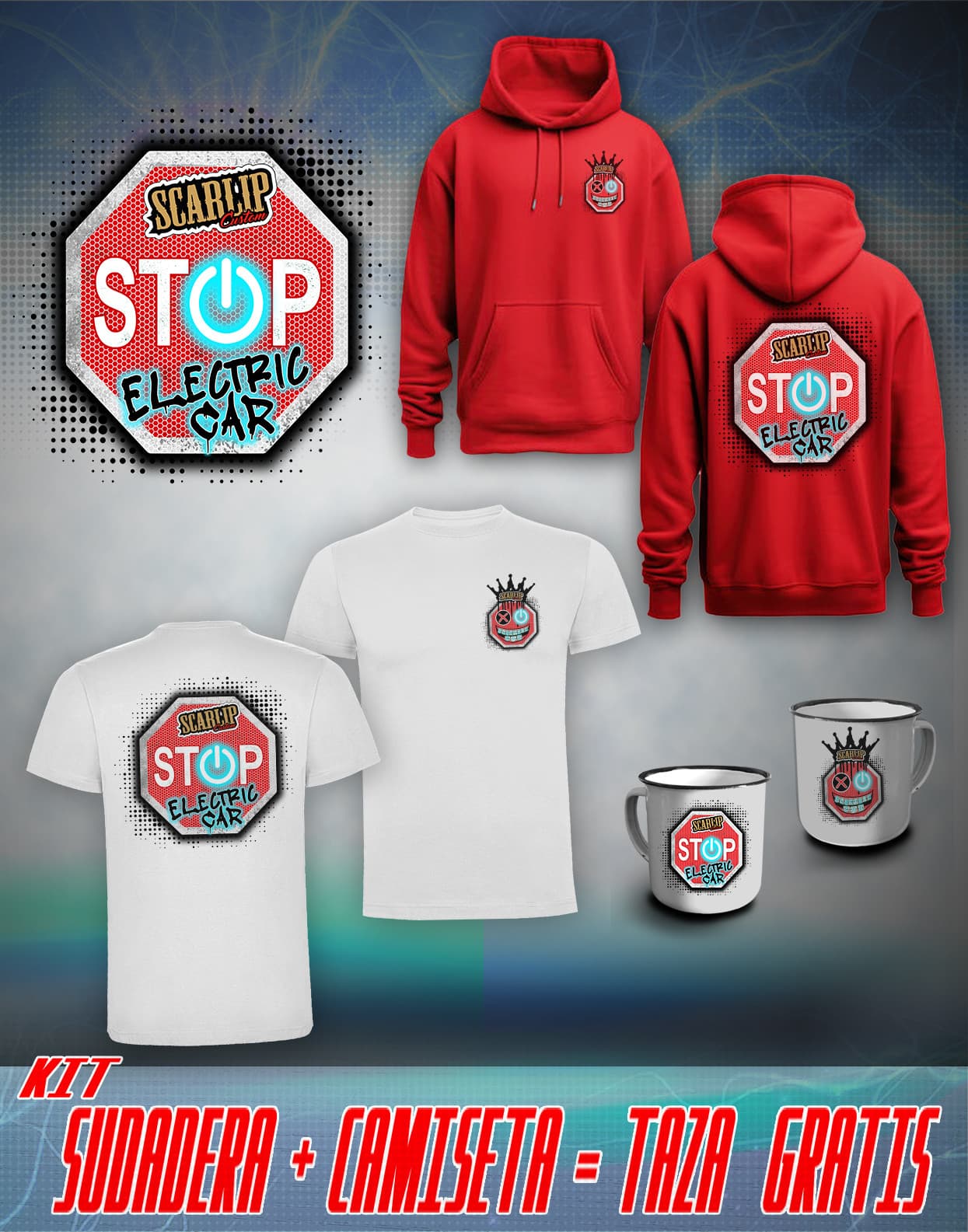PACK CAMISETA+SUDADERA STOP ELECTRIC CAR